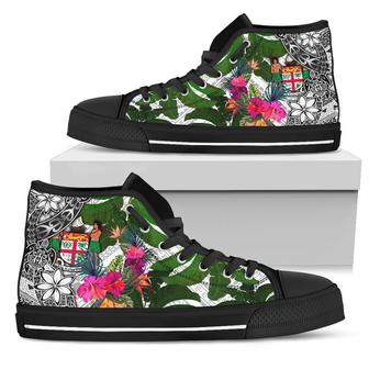 Fiji High Top Shoes White - Turtle Plumeria Banana Leaf Crest - Monsterry