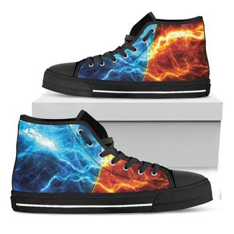 Fire And Ice Energy Print Black High Top Shoes - Monsterry