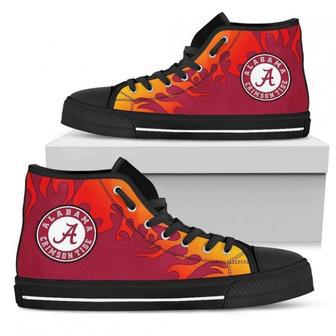 Fire Burning Fierce Strong Logo Alabama Crimson Tide High Top Shoes | Favorety UK