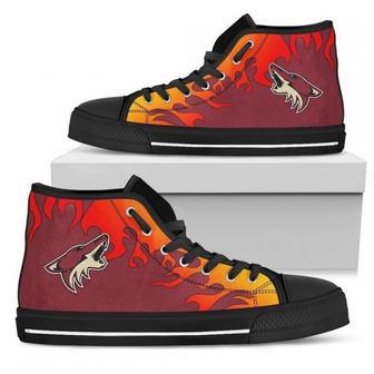 Fire Burning Fierce Strong Logo Arizona Coyotes High Top Shoes | Favorety CA