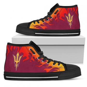 Fire Burning Fierce Strong Logo Arizona State Sun Devils High Top Shoes | Favorety UK