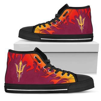 Fire Burning Fierce Strong Logo Arizona State Sun Devils High Top Shoes | Favorety