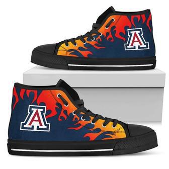 Fire Burning Fierce Strong Logo Arizona Wildcats High Top Shoes | Favorety