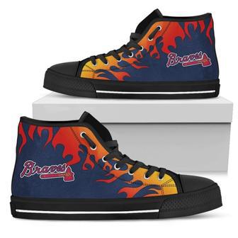 Fire Burning Fierce Strong Logo Atlanta Braves High Top Shoes | Favorety DE