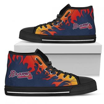 Fire Burning Fierce Strong Logo Atlanta Braves High Top Shoes | Favorety