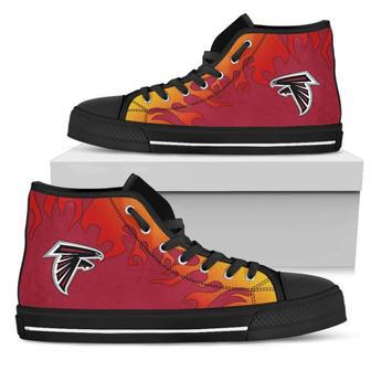 Fire Burning Fierce Strong Logo Atlanta Falcons High Top Shoes | Favorety AU