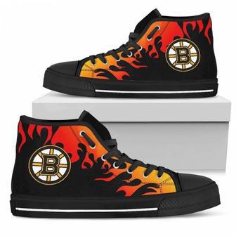 Fire Burning Fierce Strong Logo Boston Bruins High Top Shoes | Favorety DE