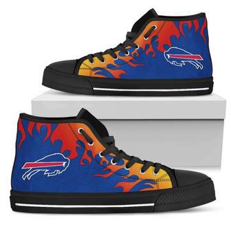 Fire Burning Fierce Strong Logo Buffalo Bills High Top Shoes | Favorety AU