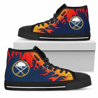 Fire Burning Fierce Strong Logo Buffalo Sabres High Top Shoes | Favorety