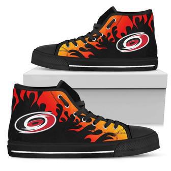 Fire Burning Fierce Strong Logo Carolina Hurricanes High Top Shoes | Favorety UK