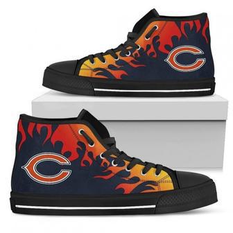 Fire Burning Fierce Strong Logo Chicago Bears High Top Shoes | Favorety CA