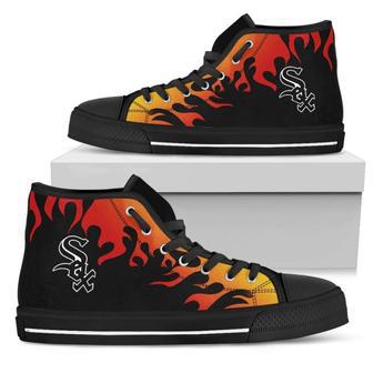 Fire Burning Fierce Strong Logo Chicago White Sox High Top Shoes | Favorety DE