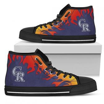 Fire Burning Fierce Strong Logo Colorado Rockies High Top Shoes | Favorety CA