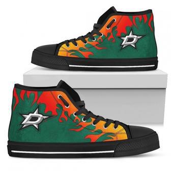 Fire Burning Fierce Strong Logo Dallas Stars High Top Shoes | Favorety DE