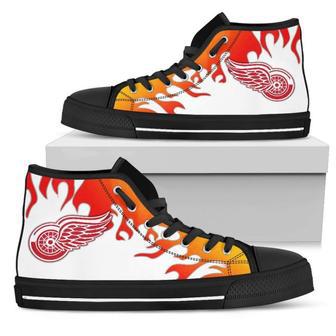 Fire Burning Fierce Strong Logo Detroit Red Wings High Top Shoes | Favorety UK