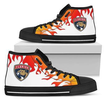 Fire Burning Fierce Strong Logo Florida Panthers High Top Shoes | Favorety UK