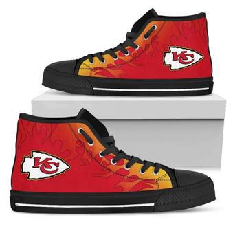 Fire Burning Fierce Strong Logo Kansas City Chiefs High Top Shoes | Favorety