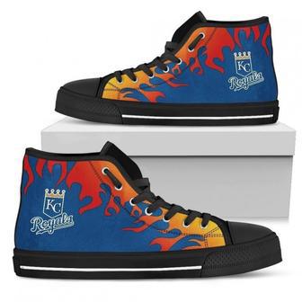 Fire Burning Fierce Strong Logo Kansas City Royals High Top Shoes | Favorety UK