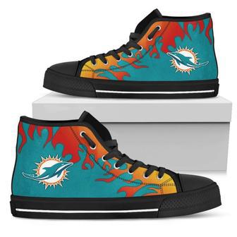 Fire Burning Fierce Strong Logo Miami Dolphins High Top Shoes | Favorety DE