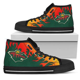 Fire Burning Fierce Strong Logo Minnesota Wild High Top Shoes | Favorety UK