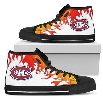 Fire Burning Fierce Strong Logo Montreal Canadiens High Top Shoes | Favorety CA