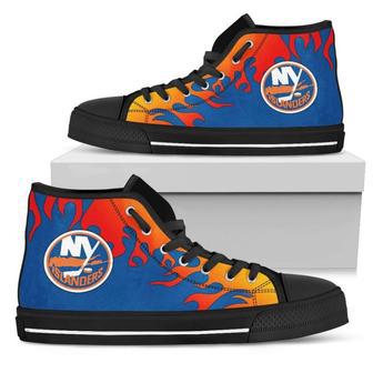 Fire Burning Fierce Strong Logo New York Islanders High Top Shoes | Favorety UK