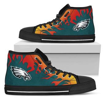 Fire Burning Fierce Strong Logo Philadelphia Eagles High Top Shoes | Favorety DE