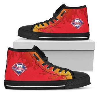 Fire Burning Fierce Strong Logo Philadelphia Phillies High Top Shoes | Favorety UK