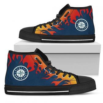 Fire Burning Fierce Strong Logo Seattle Mariners High Top Shoes | Favorety UK