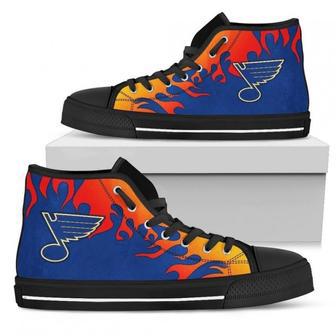 Fire Burning Fierce Strong Logo St. Louis Blues High Top Shoes | Favorety CA