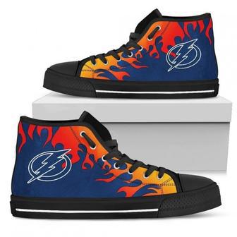 Fire Burning Fierce Strong Logo Tampa Bay Lightning High Top Shoes | Favorety CA