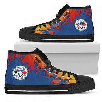 Fire Burning Fierce Strong Logo Toronto Blue Jays High Top Shoes | Favorety DE