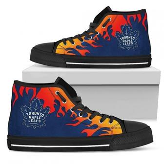 Fire Burning Fierce Strong Logo Toronto Maple Leafs High Top Shoes | Favorety