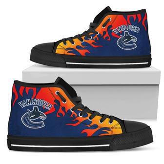 Fire Burning Fierce Strong Logo Vancouver Canucks High Top Shoes | Favorety DE