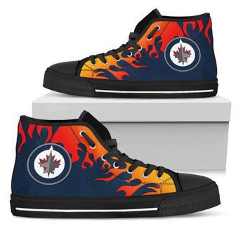 Fire Burning Fierce Strong Logo Winnipeg Jets High Top Shoes | Favorety DE