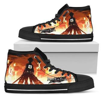 Fire Eren Yeager AOT Sneakers High Top Shoes | Favorety