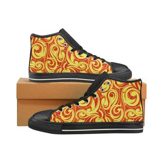 Fire flame design pattern Women's High Top Shoes Black - Monsterry CA