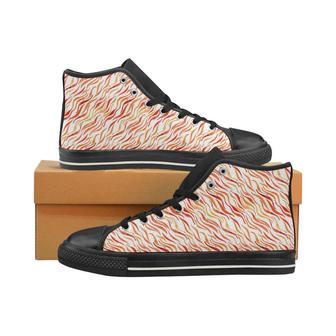 Fire flame watercolor pattern Men's High Top Shoes Black - Monsterry