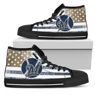 Flag Rugby Milwaukee Brewers High Top Shoes | Favorety AU