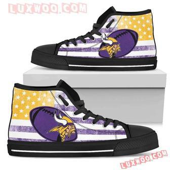 Flag Rugby Minnesota Vikings High Top Shoes Sport Sneakers | Favorety