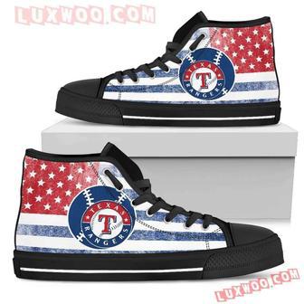 Flag Rugby Texas Rangers High Top Shoes Sport Sneakers | Favorety CA