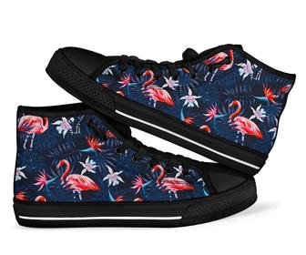 Flamingo Tropical Palm Leaves Hawaiian Floral Men Women'S High Top Shoes - Monsterry CA