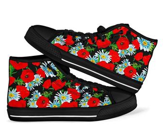 Floral Red Poppy Men Women'S High Top Shoes - Monsterry DE