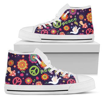 Flower Power Peace Design Print Women High Top Shoes - Monsterry DE