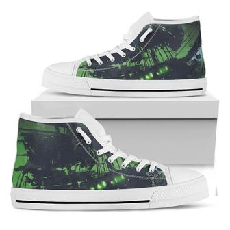 Flying Dutchman Ghost Pirate Ship Print White High Top Shoes - Monsterry CA
