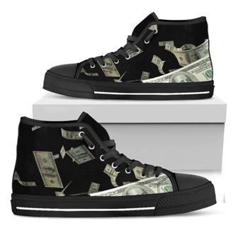 Flying Us Dollar Print Black High Top Shoes - Monsterry DE
