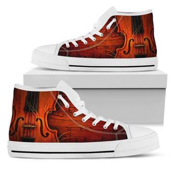 For Lovers Violinist Full White Shoes For Gift Birthday Canvas High Top Shoes - Monsterry DE