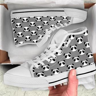 For Panda Lover Full Face Grey For Gift Birthday Canvas High Top Shoes - Monsterry AU