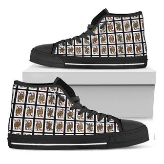 Four Queens Playing Cards Black High Top Shoes - Monsterry UK