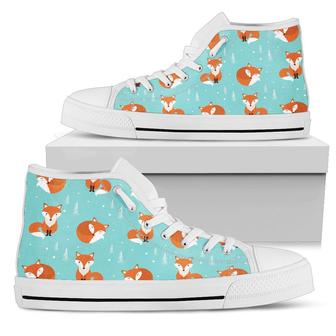 Fox Design Snow Print Pattern Women High Top Shoes - Monsterry UK